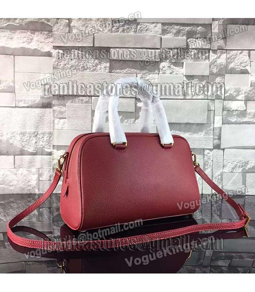 Prada Litchi Veins Calfskin Leather Small Tote Bag Jujube Red-2