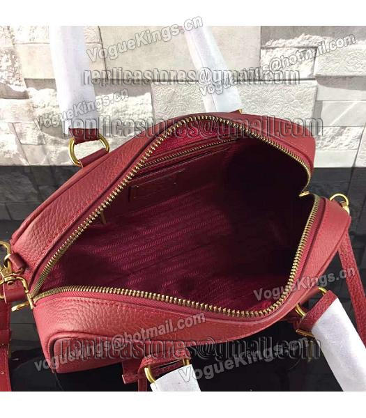 Prada Litchi Veins Calfskin Leather Small Tote Bag Jujube Red-5