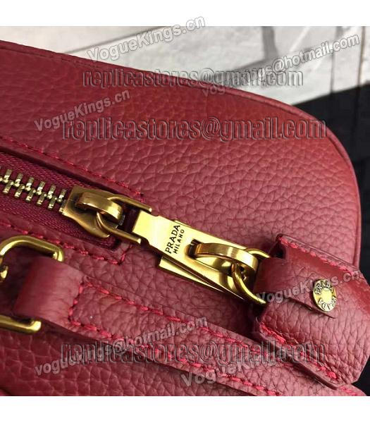 Prada Litchi Veins Calfskin Leather Small Tote Bag Jujube Red-6