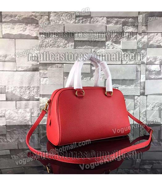 Prada Litchi Veins Calfskin Leather Small Tote Bag Red-2
