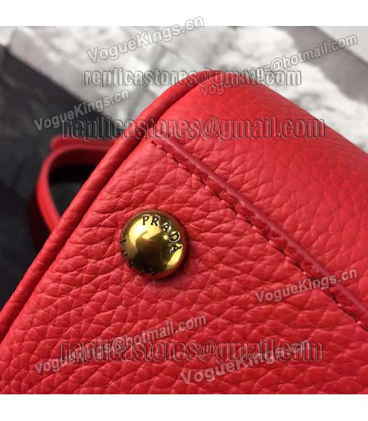 Prada Litchi Veins Calfskin Leather Small Tote Bag Red-4