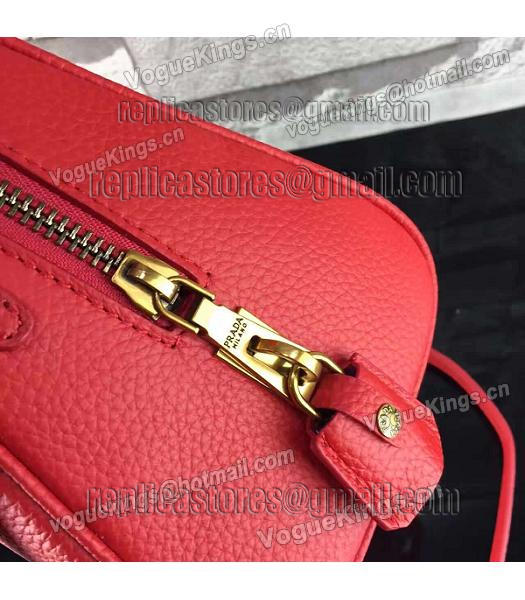 Prada Litchi Veins Calfskin Leather Small Tote Bag Red-5