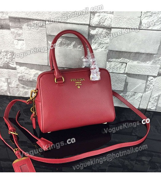 Prada Litchi Veins Calfskin Leather Tote Bag 1BD0038 Red-1