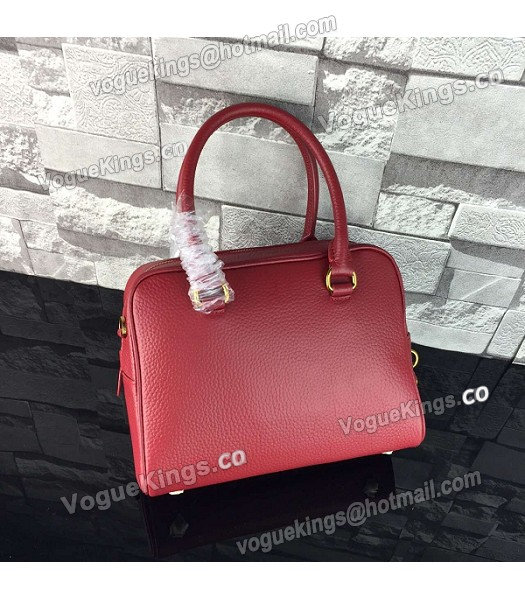 Prada Litchi Veins Calfskin Leather Tote Bag 1BD0038 Red-2