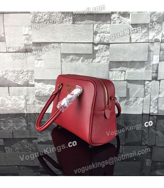 Prada Litchi Veins Calfskin Leather Tote Bag 1BD0038 Red-3