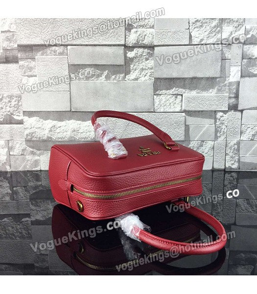Prada Litchi Veins Calfskin Leather Tote Bag 1BD0038 Red-4