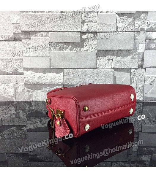 Prada Litchi Veins Calfskin Leather Tote Bag 1BD0038 Red-5