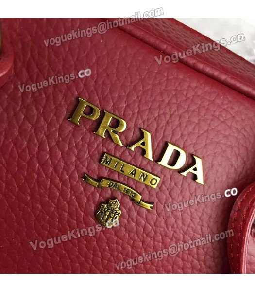 Prada Litchi Veins Calfskin Leather Tote Bag 1BD0038 Red-6