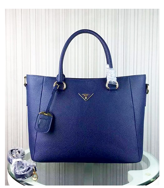 Prada Litchi Veins Cow Leather Handbag BR2969 Sapphire Blue