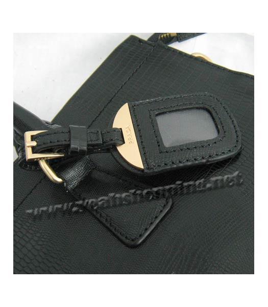 Prada Lizard Veins Leather Tote Bag in Black-6