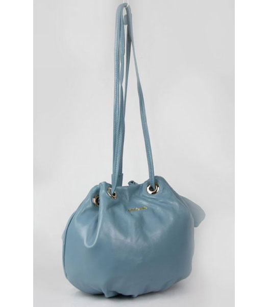 Prada Long Strap Bag in Blue Leather