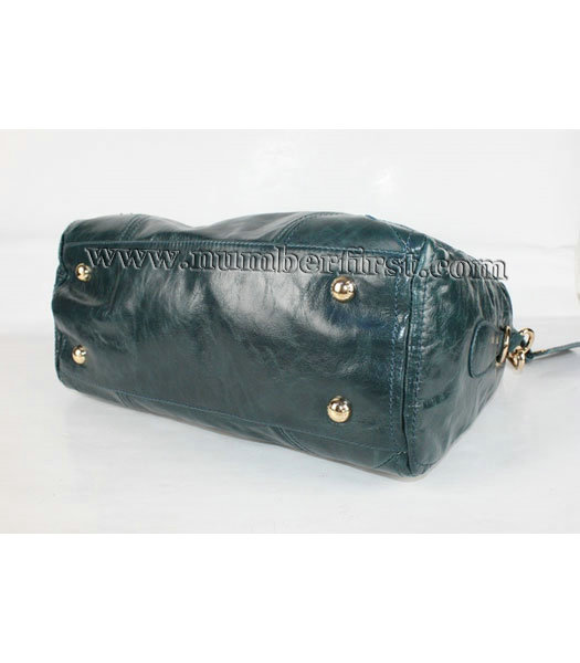 Prada Middle Calf Leather Tote Bag in Dark green-2