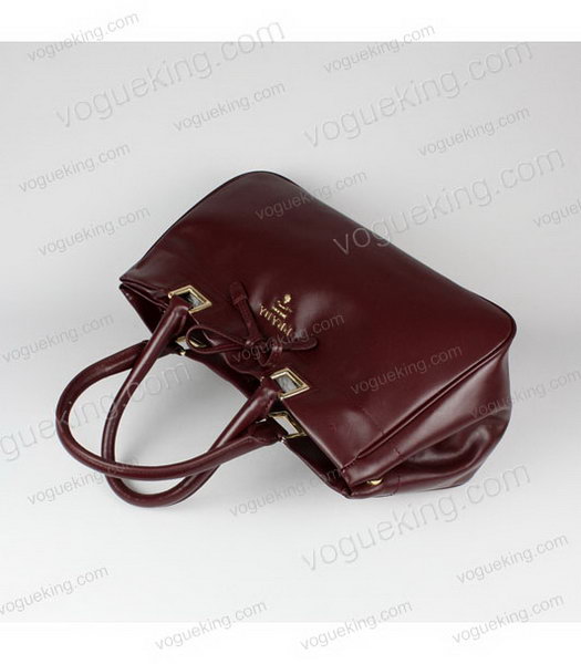 Prada Napa Calfskin Leather Handbag Wine Red-4