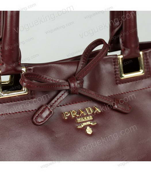 Prada Napa Calfskin Leather Handbag Wine Red-6