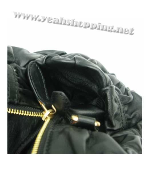 Prada Nappa Gaufre Convertible Handbag Black-4