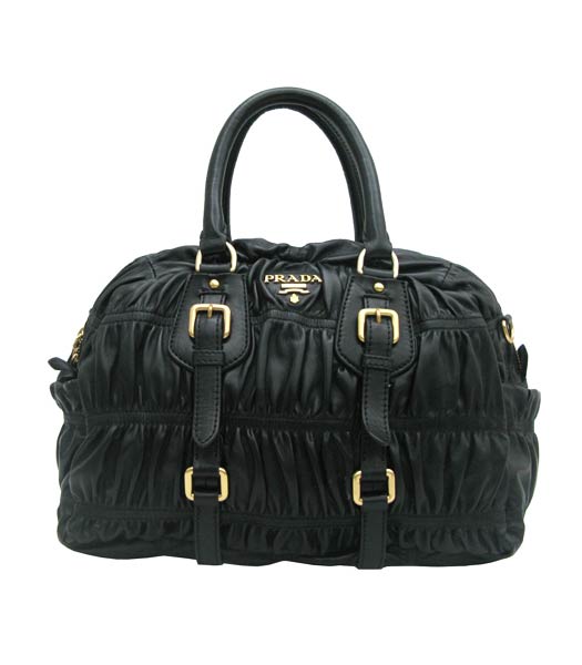 Prada Nappa Gaufre Convertible Handbag Black