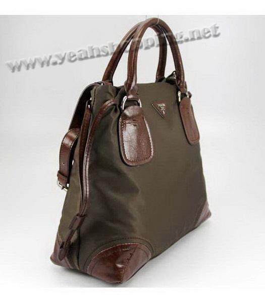 Prada Nylon Bag with Leather Trim Dark Coffee-1
