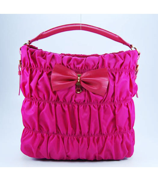 Prada Nylon Bowknot Hobo Bag Pink