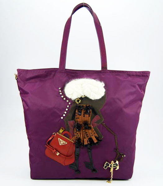Prada Nylon Caton Shoulder Bag Purple