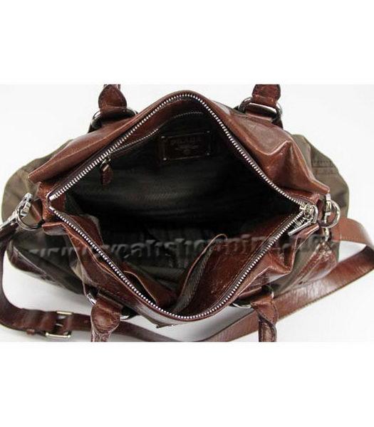 Prada Nylon Tote Bag with Dark Coffee Leather Trim-5