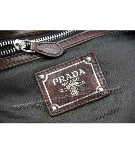 Prada Nylon Tote Bag with Dark Coffee Leather Trim-6