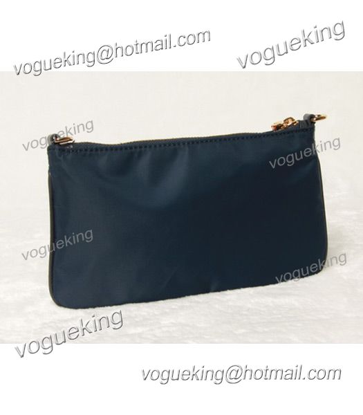 Prada Nylon With Dark Blue Leather Messenger Clutch-2