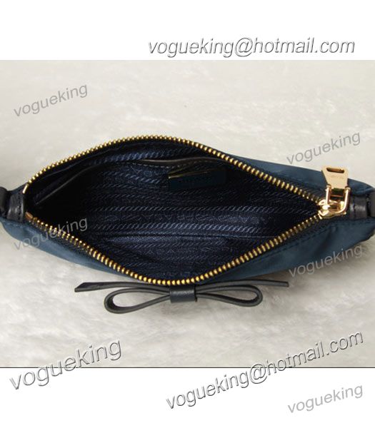 Prada Nylon With Dark Blue Leather Messenger Clutch-4