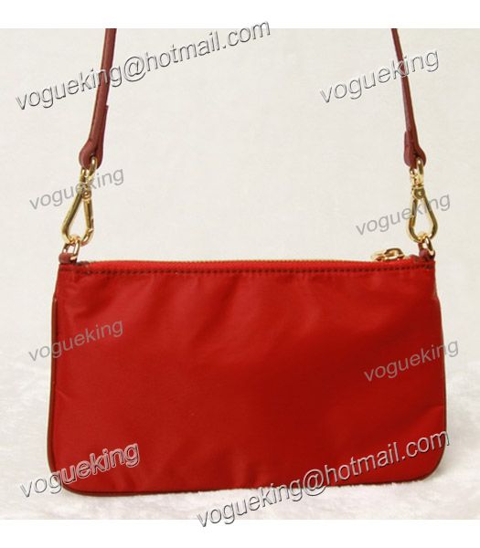 Prada Nylon With Red Leather Messenger Clutch-2