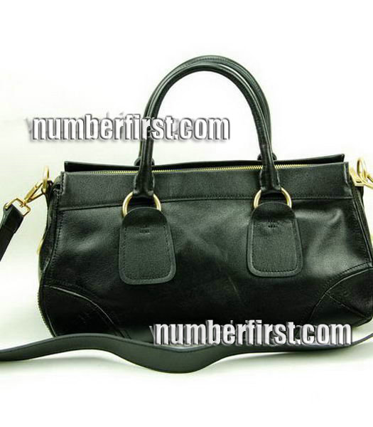 Prada Oil Calfskin Leather Tote Bag Black-1