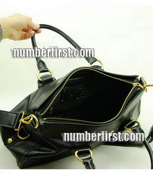 Prada Oil Calfskin Leather Tote Bag Black-4