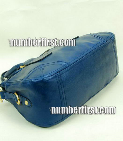 Prada Oil Calfskin Leather Tote Bag Blue-3