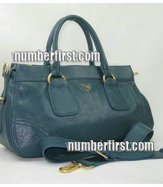 Prada Oil Calfskin Leather Tote Bag Green-1