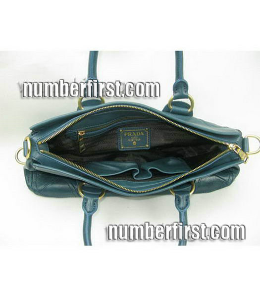 Prada Oil Calfskin Leather Tote Bag Green-3