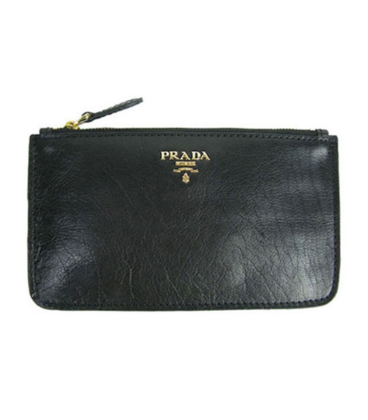 Prada Oil Leather Clutch Bag Black