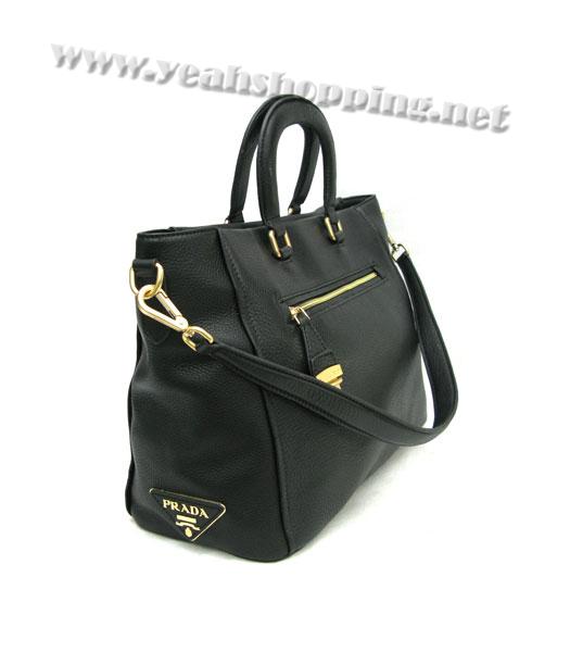 Prada Oil Leather Handbag Black-2