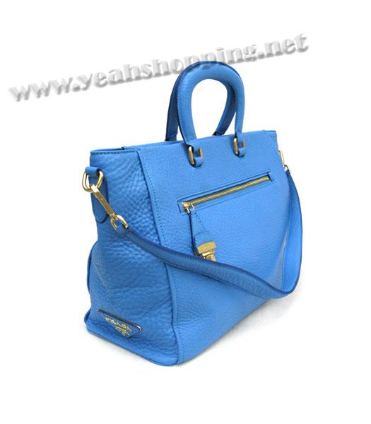Prada Oil Leather Handbag Blue-2
