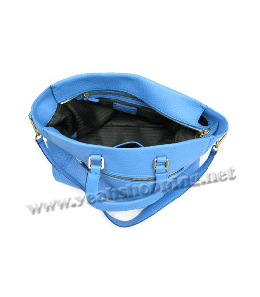 Prada Oil Leather Handbag Blue-4