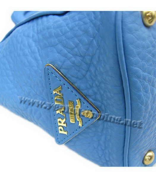 Prada Oil Leather Handbag Blue-7