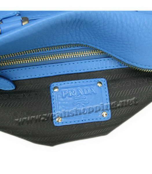 Prada Oil Leather Handbag Blue-9