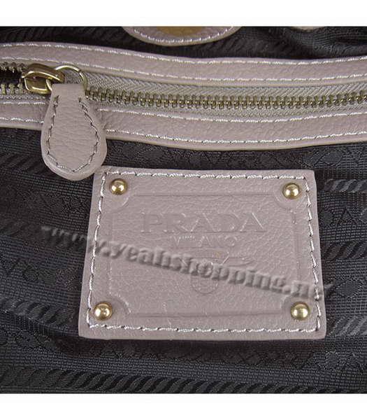 Prada Oil Leather Studded Top Handle Bag Grey-8