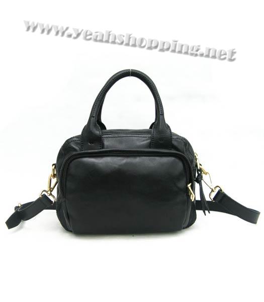 Prada Oil Wax Leather Message Tote Bag Black-3
