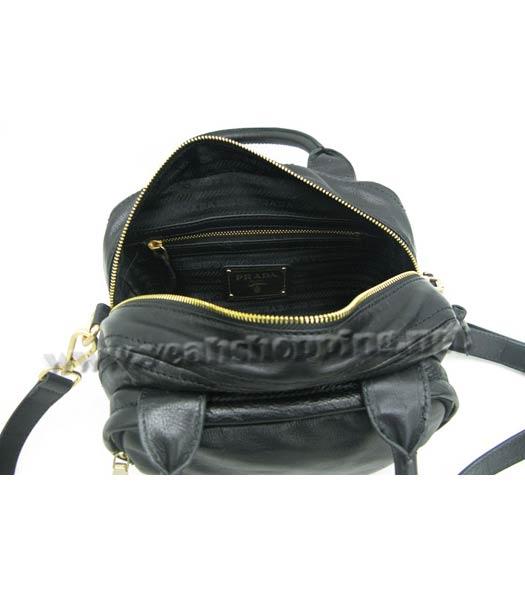 Prada Oil Wax Leather Message Tote Bag Black-4