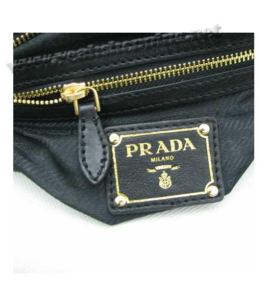 Prada Oil Wax Leather Message Tote Bag Black-5