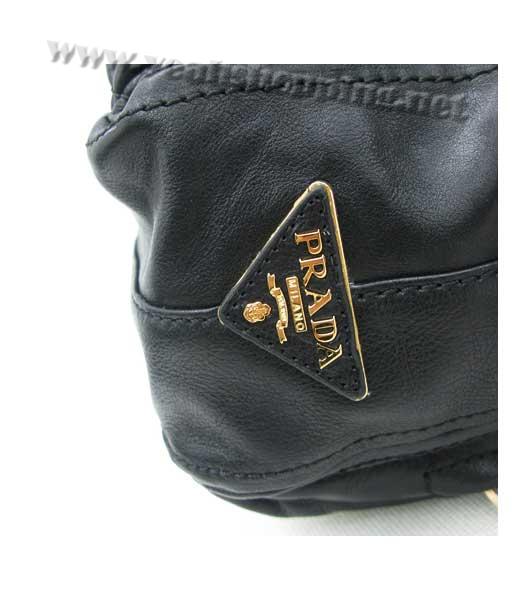 Prada Oil Wax Leather Message Tote Bag Black-7