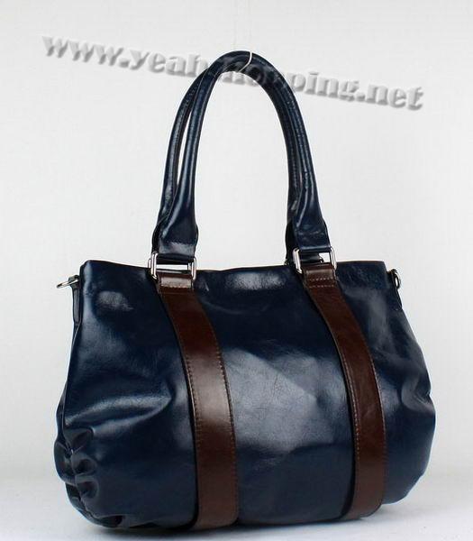 Prada Oil Wax Leather Tote Bag Blue-1
