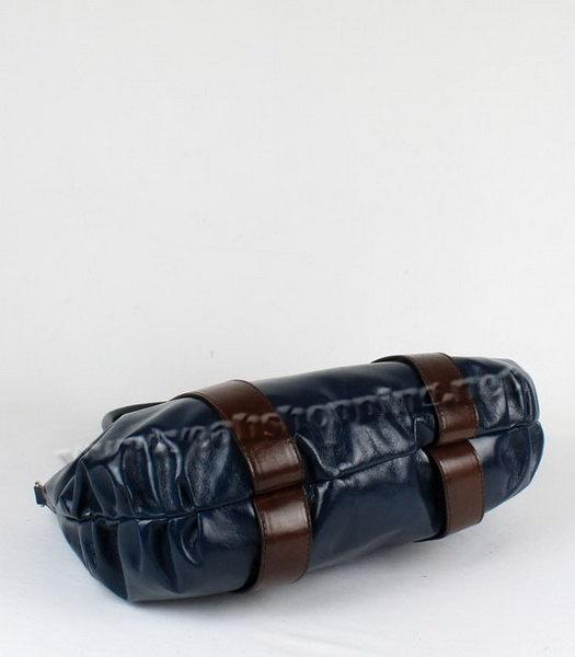 Prada Oil Wax Leather Tote Bag Blue-4