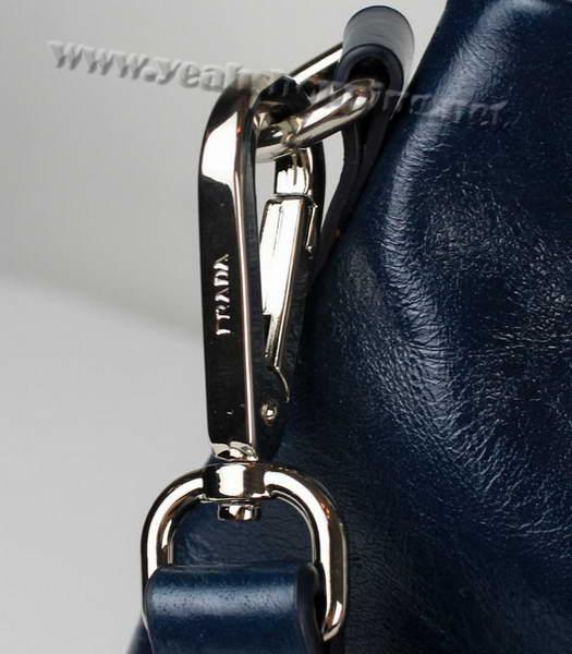 Prada Oil Wax Leather Tote Bag Blue-5
