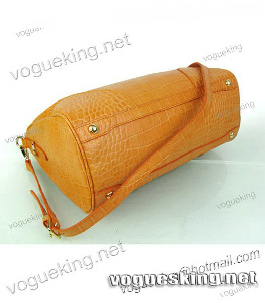 Prada Orange Croc Veins Leather Tote Handbag-4