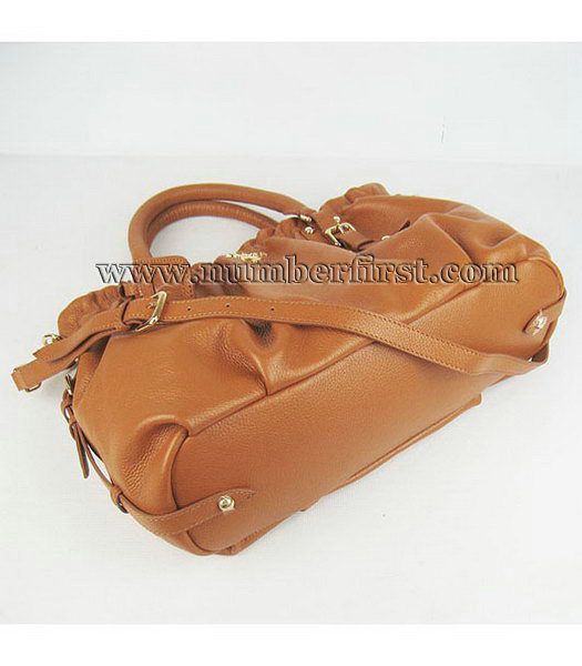 Prada Orange Leather Tote Shoulder Bag-3