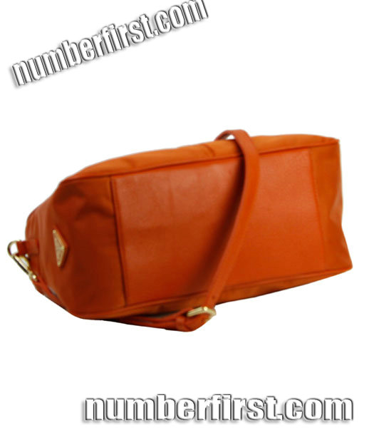Prada Orange Nylon With Imported Leather Tote Handbag-3